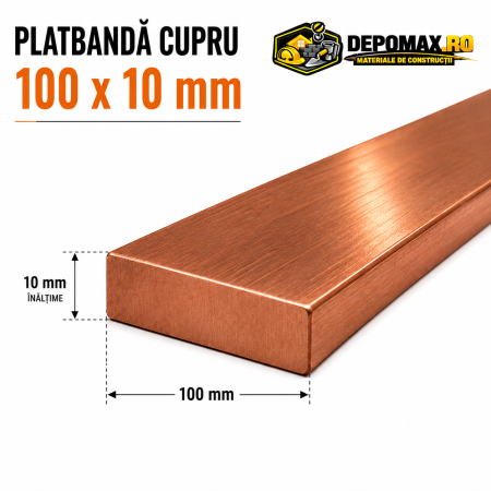 Platbanda cupru 100 x 10 mm – lungime 4 metri – EN Cu-ETP